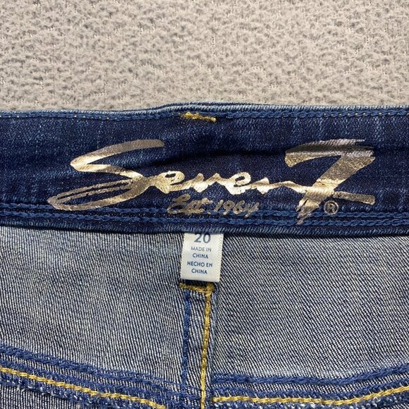 Seven 7 Womens Size 20 Dark Wash Stretch Embroidered Pockets Denim,Straight - Picture 3 of 16